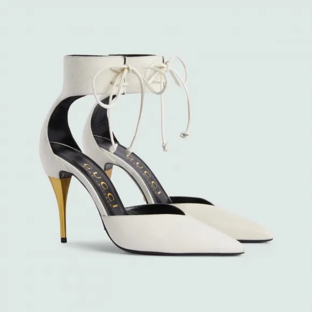 Gucci High Heel Pump with Ankle Cuff
White